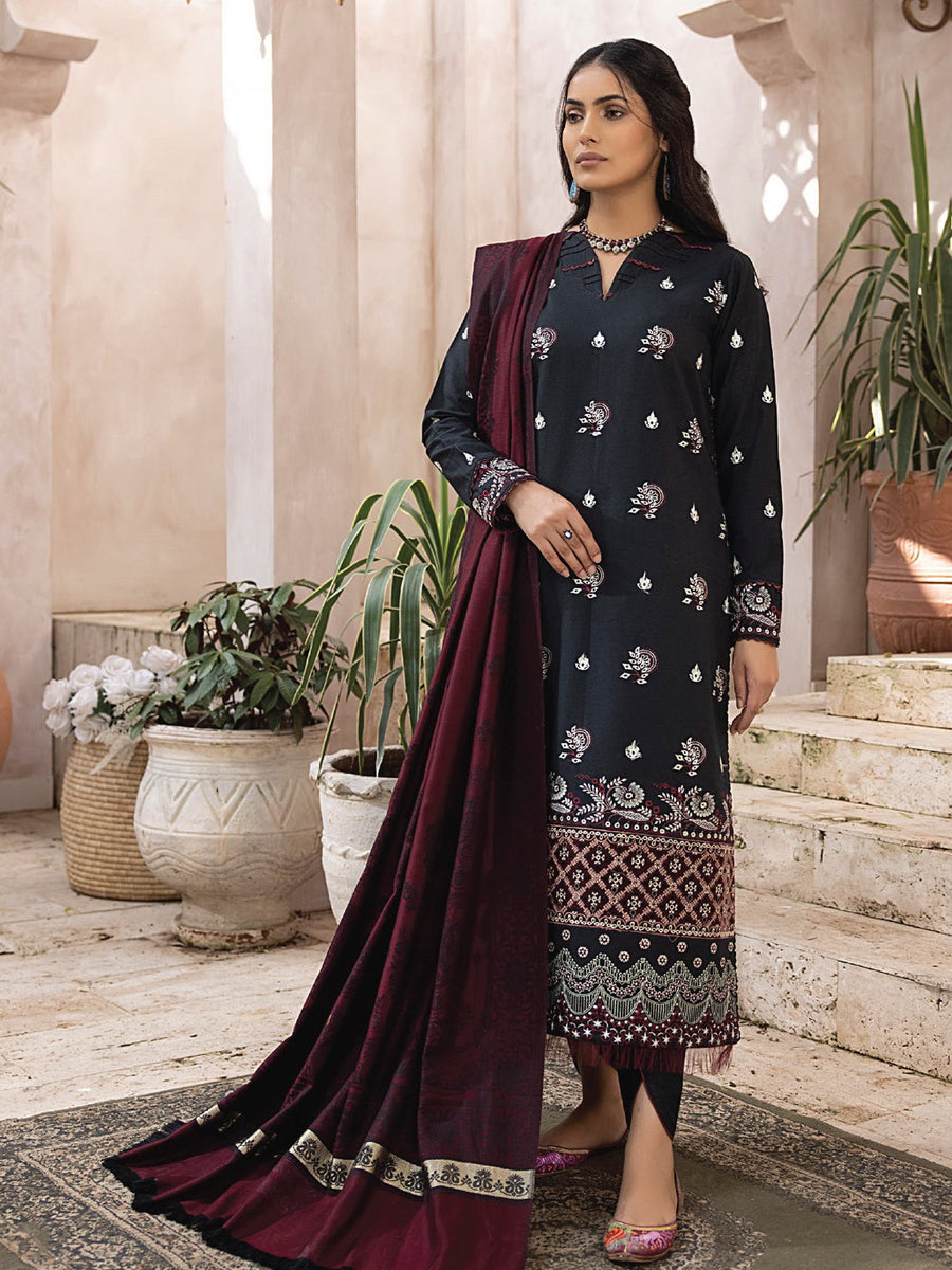 ELAK by Humdum Unstitched Embroidered Khaddar 3Pc Suit EL-05