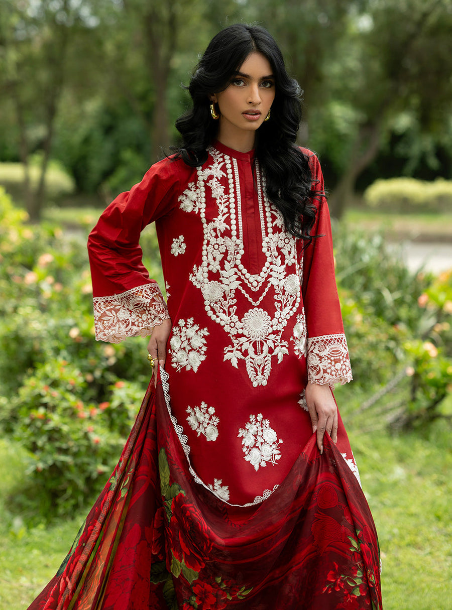 Zainab Chottani Luxe Lawn Unstitched Embroidered 3Pc Suit D-05 Rohe