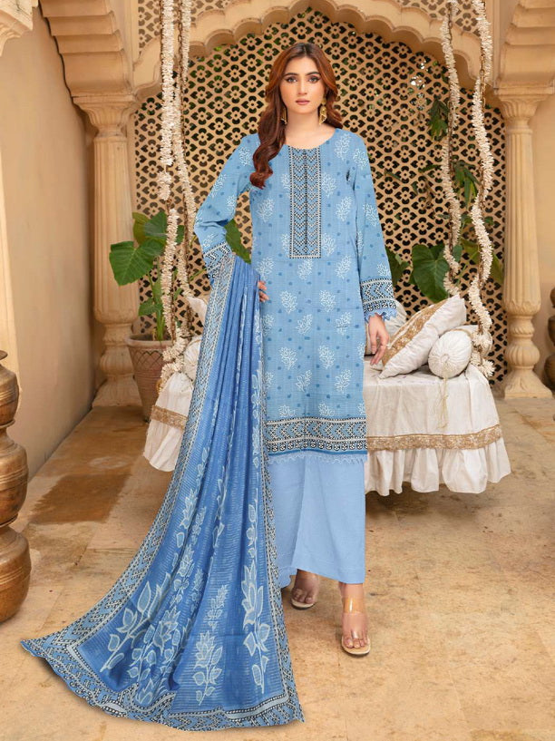Rashk e Qamar Hajra Exclusive Dabi Lawn Unstitched 3Pc Suit D-05