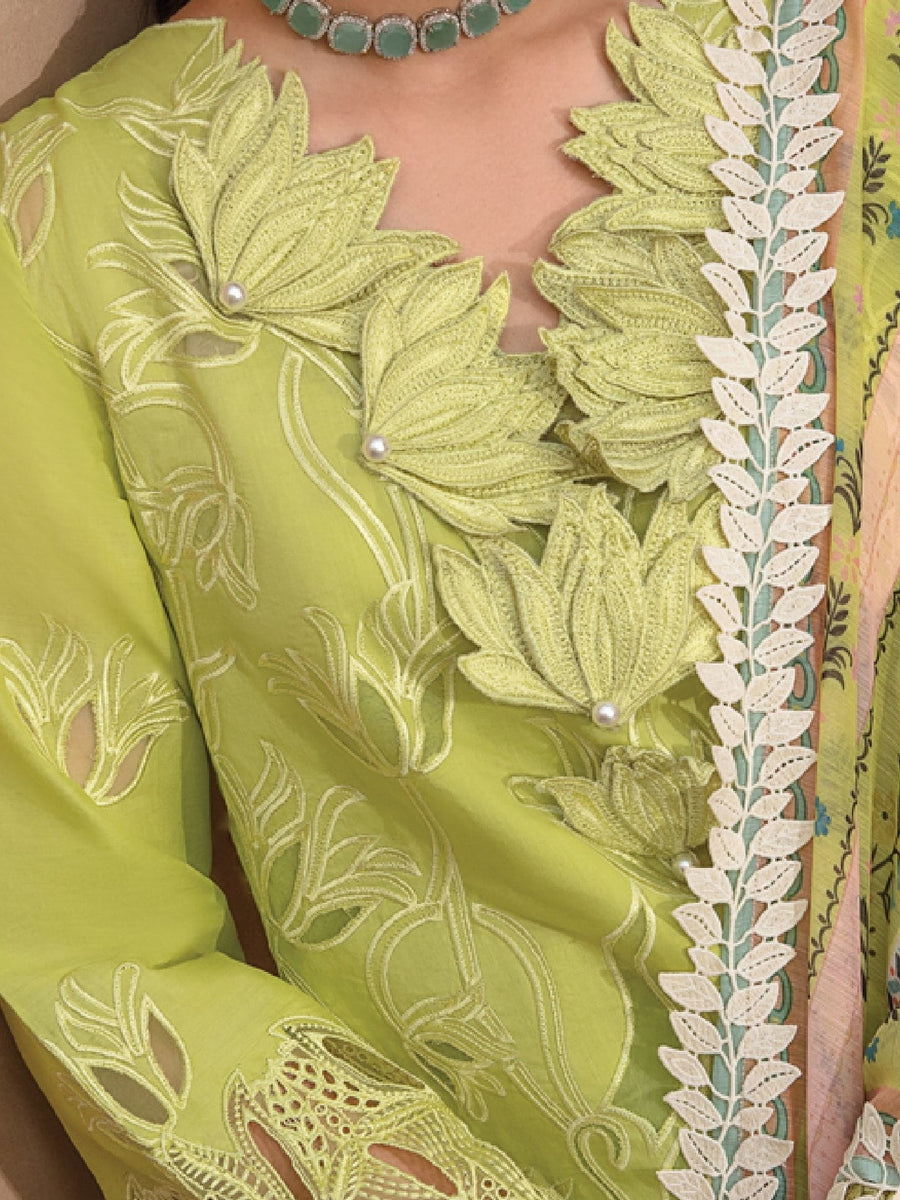 Rang Rasiya Premium Embroidered Lawn Unstitched 3Pc Suit D-05 LIME