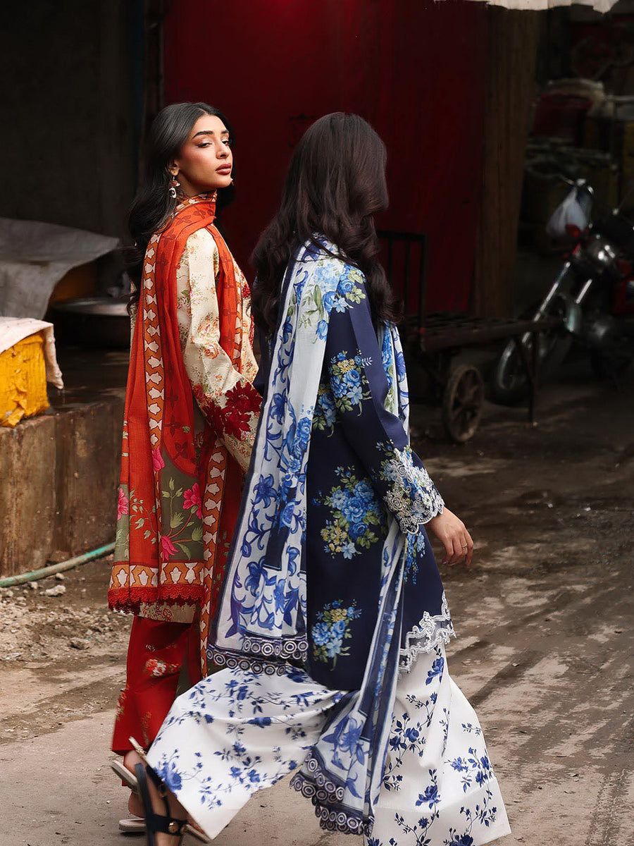 RajBari Nissa Floral Symphony Embroidered Lawn Unstitched 3Pc Suit D-05