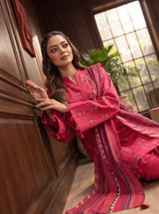 Pashm by Fiza Noor Premium Printed Leather Linen Unstitched 3Pc Suit D-05