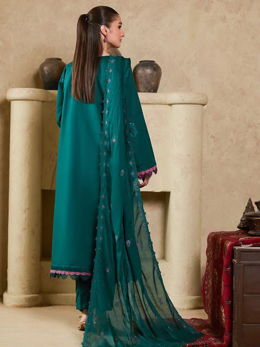 Raha by RajBari Premium Summer Embroidered Lawn Unstitched 3Pc Suit D-05