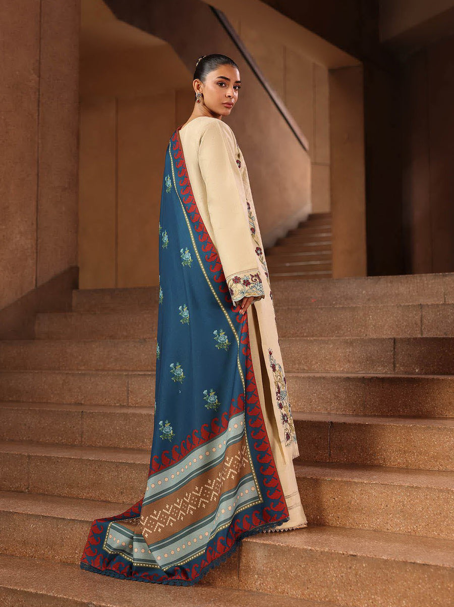 RajBari Premium Embroidered Peach Unstitched 3Pc Suit D-05