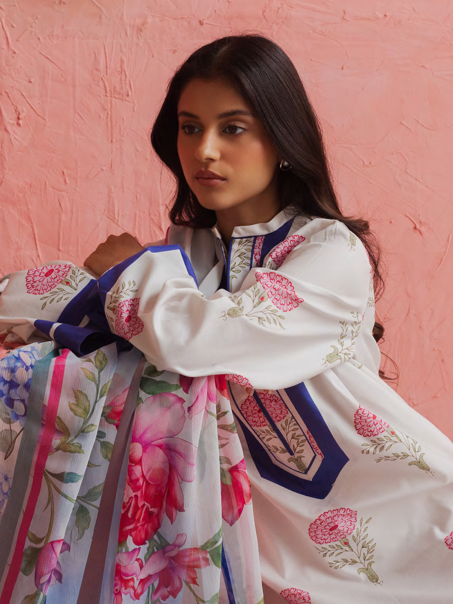 Coco Prints by Zara Shahjahan Unstitched Lawn 3Pc Suit D-05 MELON BLUSH