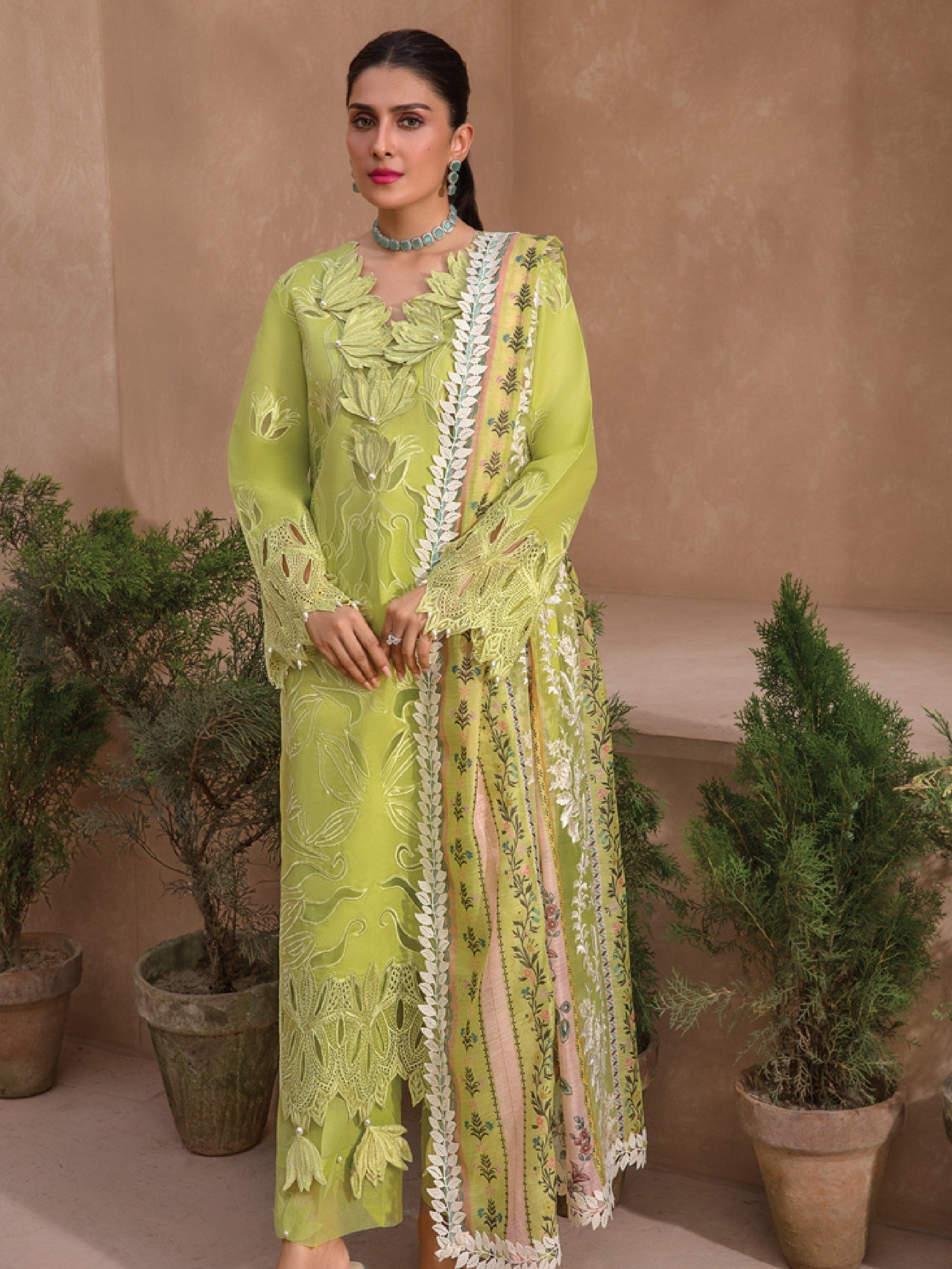 Rang Rasiya Premium Embroidered Lawn Unstitched 3Pc Suit D-05 LIME