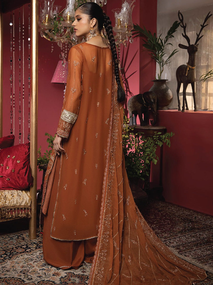 Heer by Humdum Embroidered Chiffon Unstitched 3PC Suit HR-05