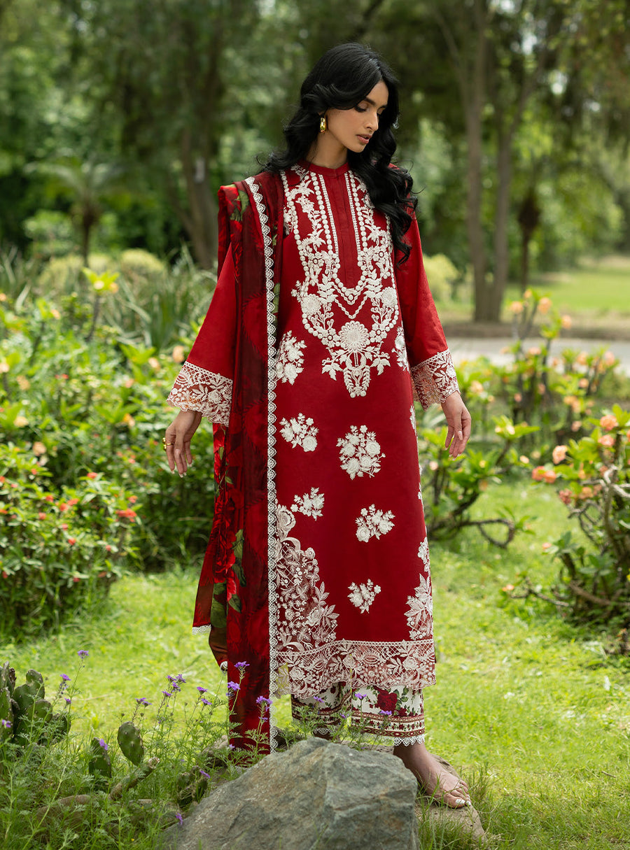 Zainab Chottani Luxe Lawn Unstitched Embroidered 3Pc Suit D-05 Rohe