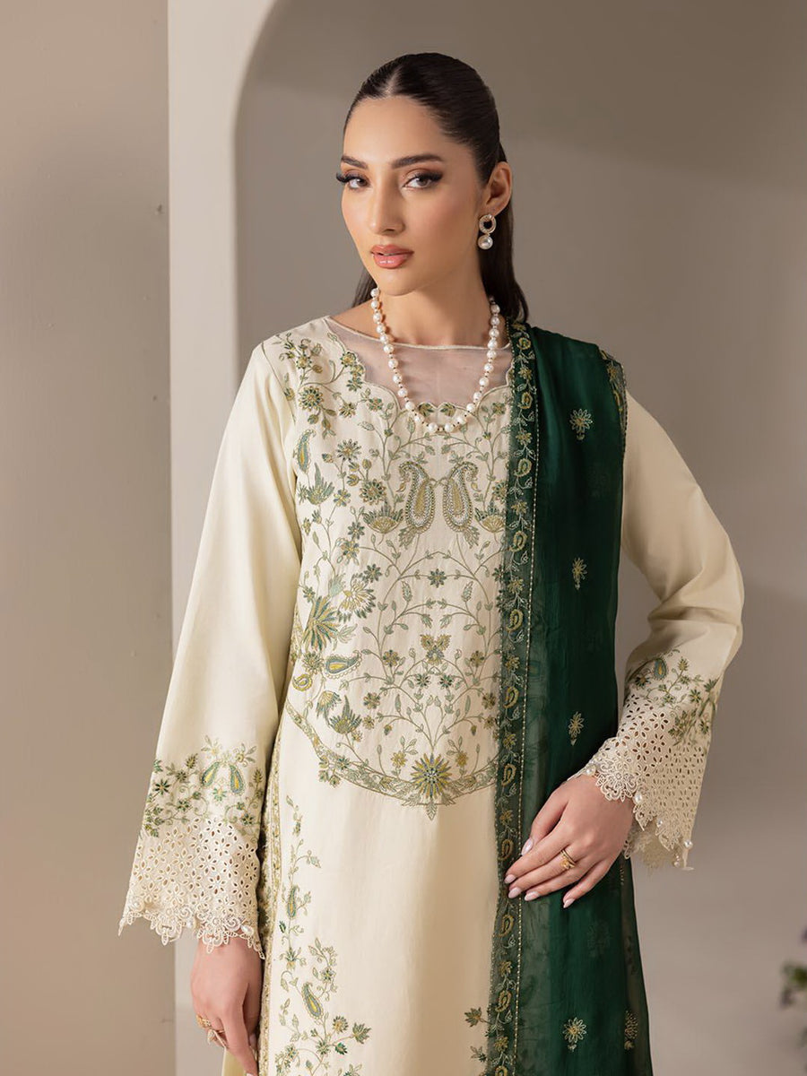 RajBari Premium Embroidered Lawn Unstitched 3Pc Suit D-05