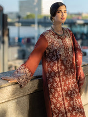 Rang Rasiya Carnation Embroidered Linen Unstitched 3Pc Suit D-05 Ava