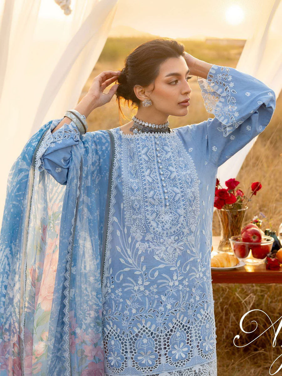 Zainab Chottani Embroidered Lawn Unstitched 3Pc Suit D-05 Azule