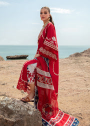 Saira Shakira Embroidered Lawn Unstitched 3Pc Suit D-05A Stars of Fire - Flame red