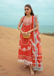 Saira Shakira Embroidered Lawn Unstitched 3Pc Suit D-05B Stars of Fire - Fiesta Coral