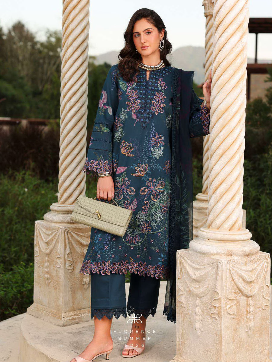 Rang Rasiya Florence Embroidered Lawn Unstitched 3Pc Suit D-05 ESHAL