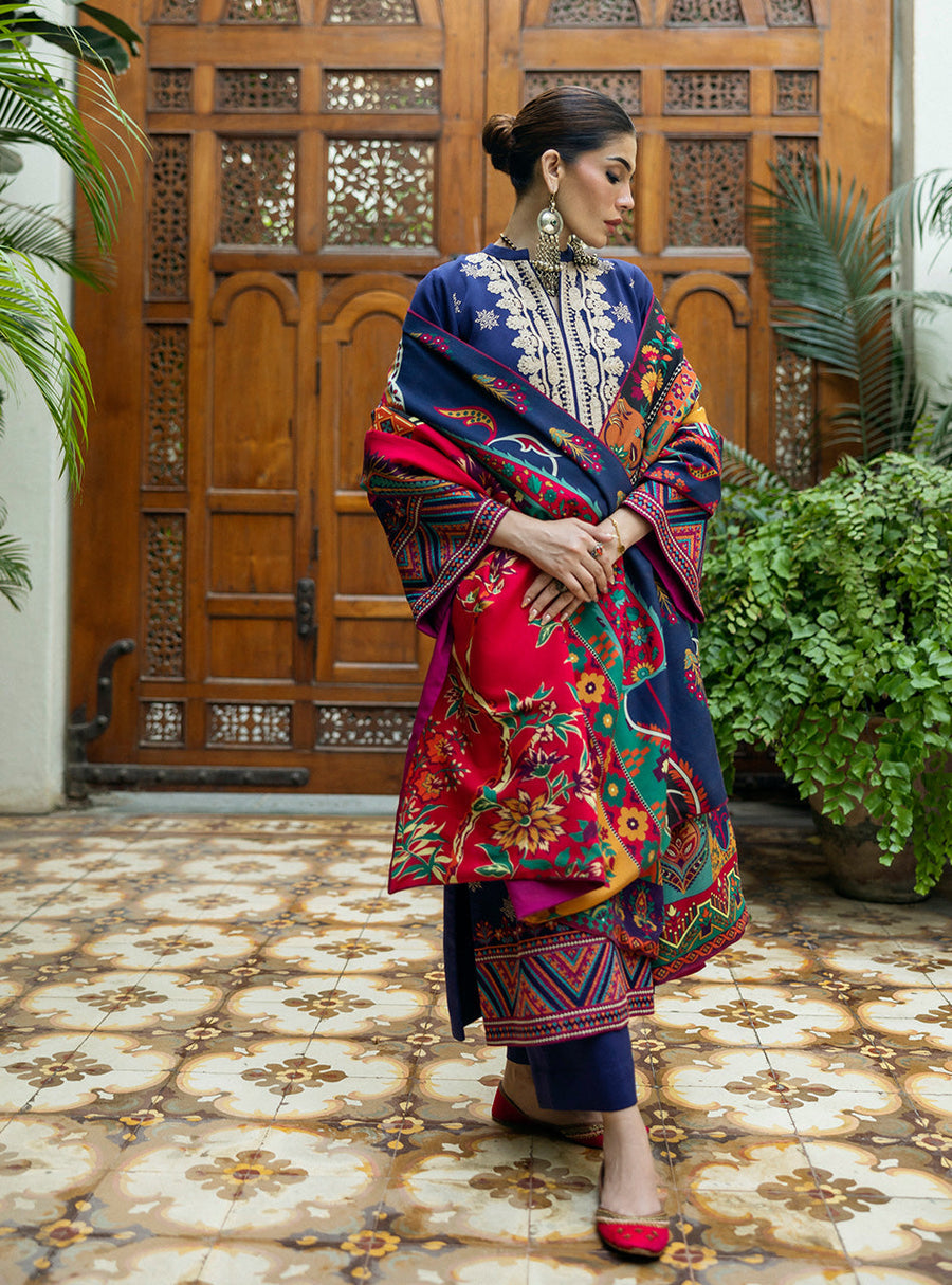 Zainab Chottani Embroidered Herringbone Unstitched 3Pc Suit D-05 Maya