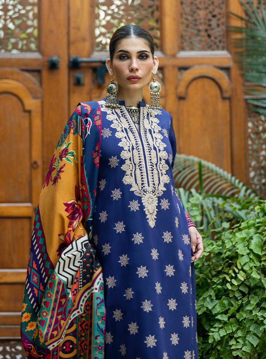 Zainab Chottani Embroidered Herringbone Unstitched 3Pc Suit D-05 Maya