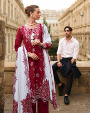 Rang Rasiya Carnation Embroidered Karandi Unstitched 3Pc Suit D-05 Rose