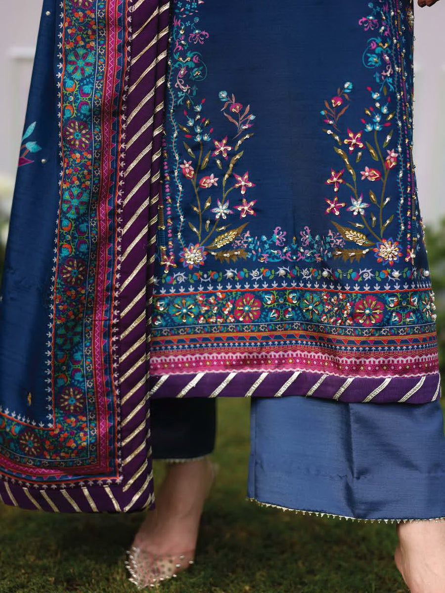 Rang Rasiya Luxury Silk Unstitched Embroidered 3Pc Suit D-04 Sharmeen
