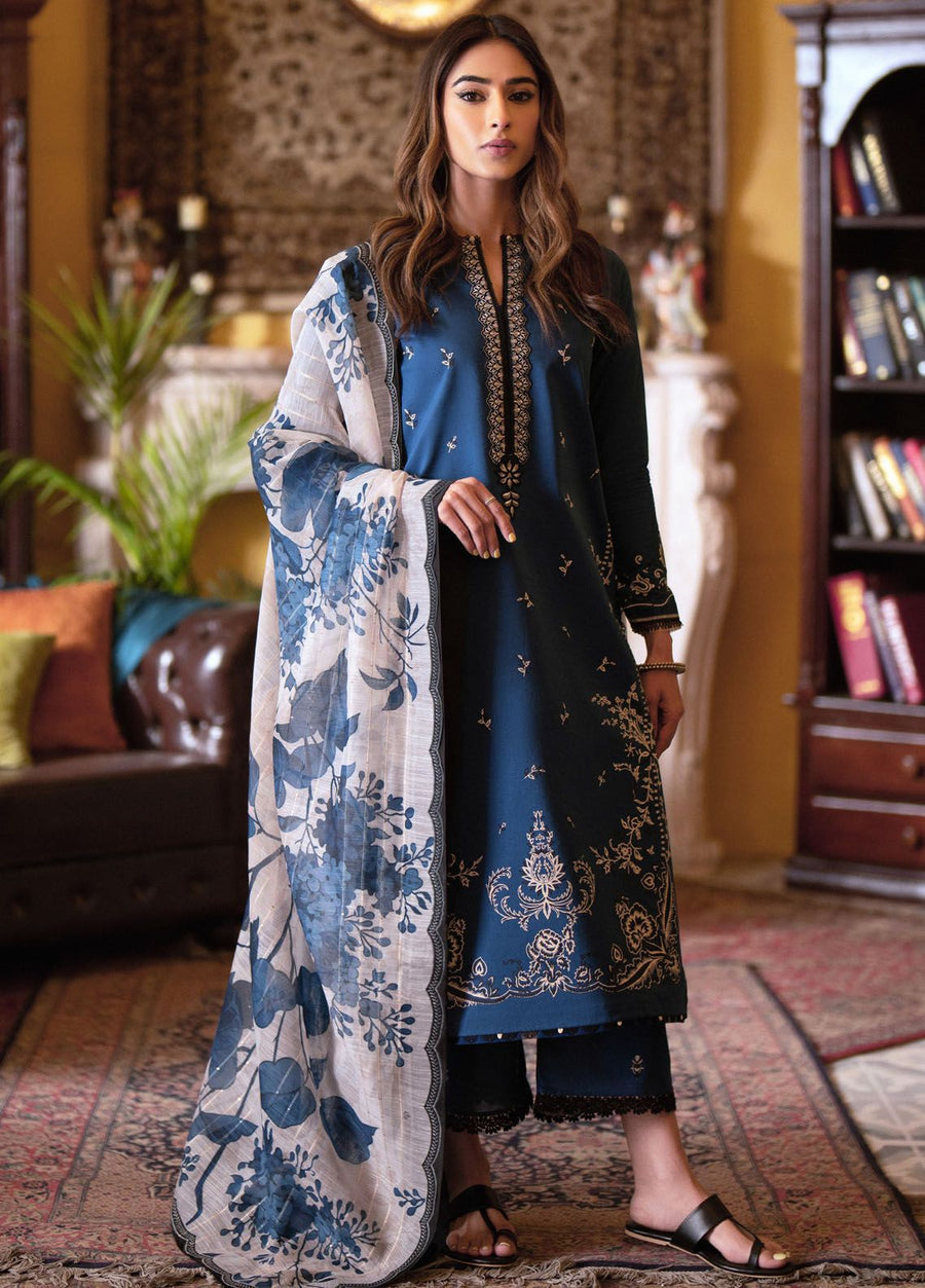 Seran Afsanah Embroidered Lawn Unstitched 3Pc Suit D-05 TARA