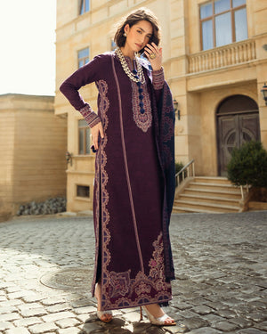 Mushq Broadway Embroidered Jacquard Viscose Unstitched 3Pc Suit - Endless Passion