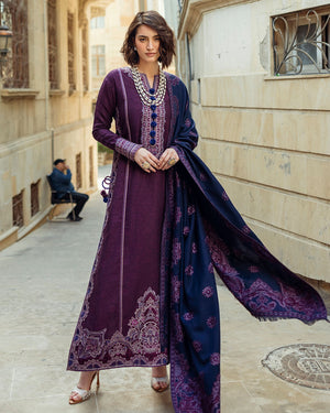 Mushq Broadway Embroidered Jacquard Viscose Unstitched 3Pc Suit - Endless Passion