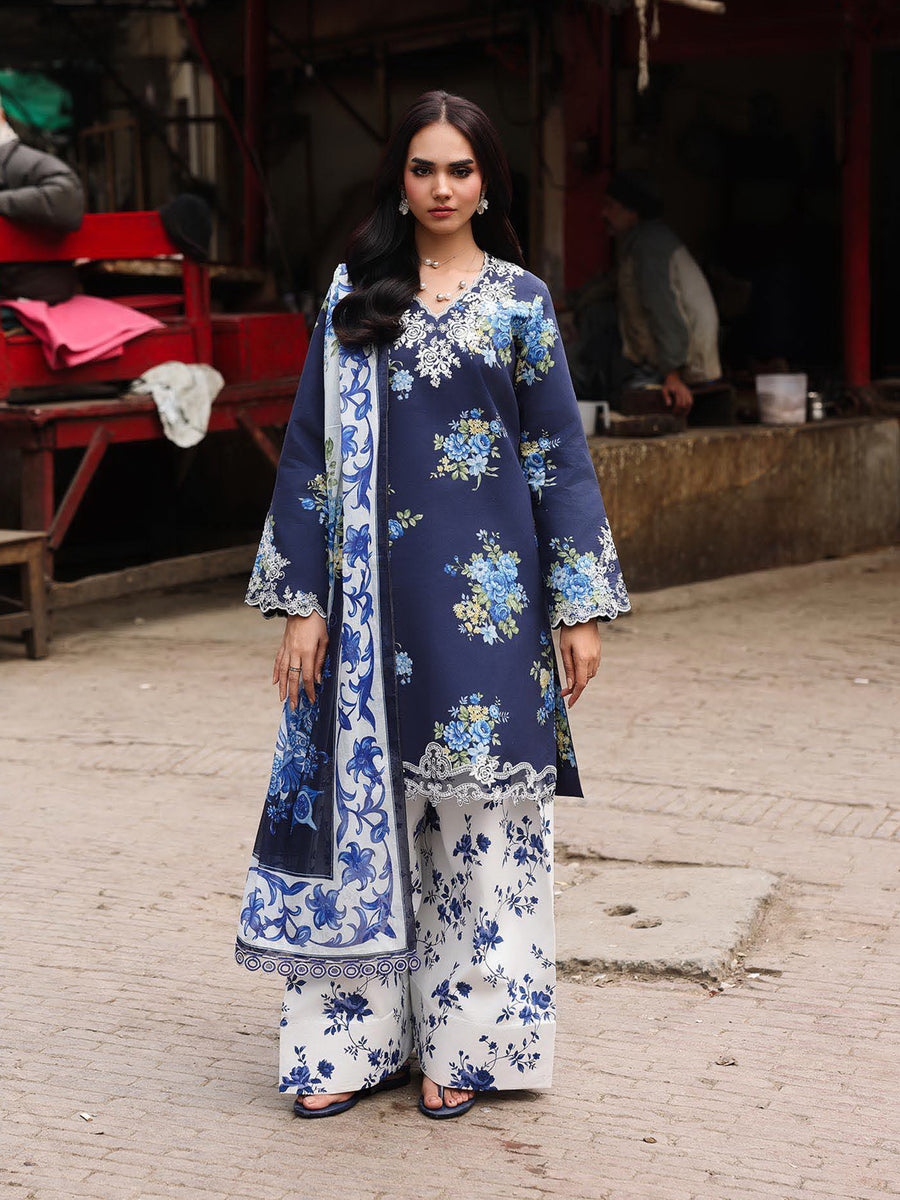 RajBari Nissa Floral Symphony Embroidered Lawn Unstitched 3Pc Suit D-05