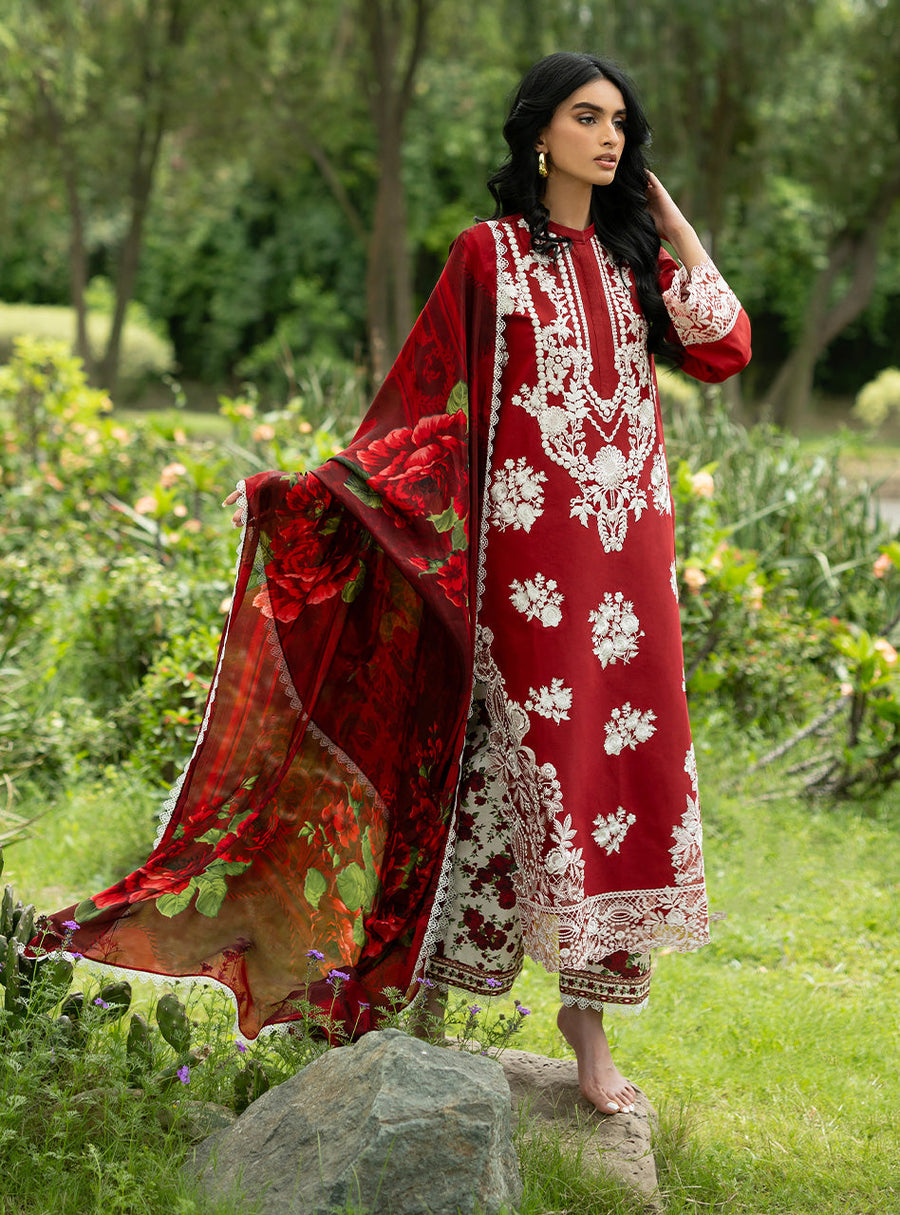 Zainab Chottani Luxe Lawn Unstitched Embroidered 3Pc Suit D-05 Rohe