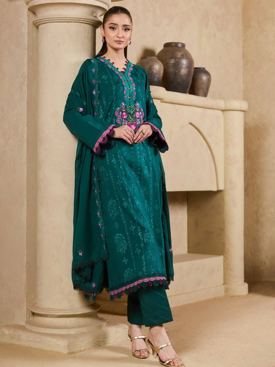 Raha by RajBari Premium Summer Embroidered Lawn Unstitched 3Pc Suit D-05