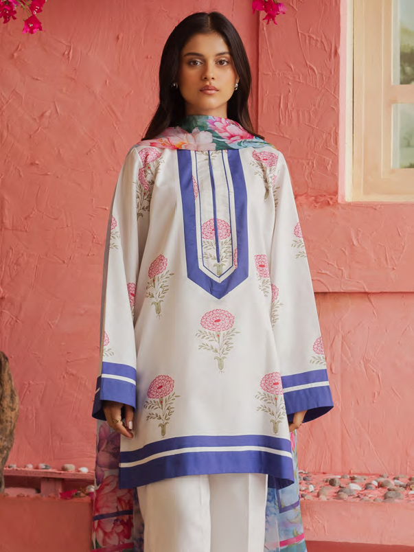 Coco Prints by Zara Shahjahan Unstitched Lawn 3Pc Suit D-05 MELON BLUSH