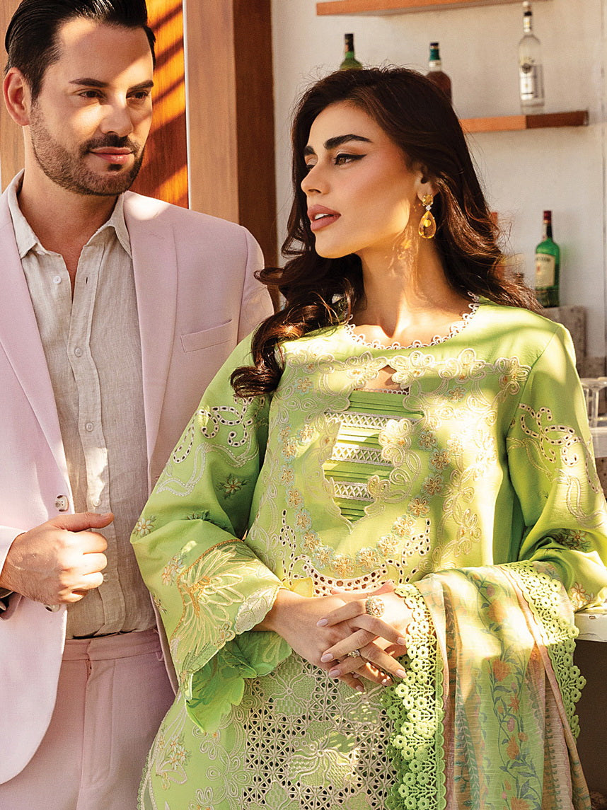 Rang Rasiya Premium Embroidered Lawn Unstitched 3Pc Suit D-03 ELAHEH