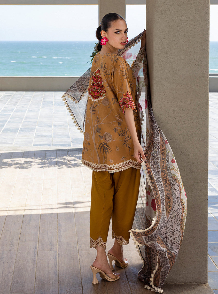 Zainab Chottani Tahra Embroidered Lawn Unstitched 3Pc Suit D-06 RAHMA