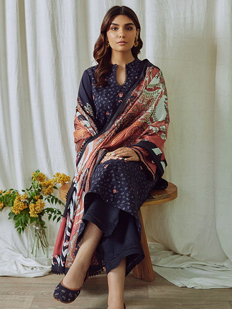 Bellini by Seran Embroidered Cotail Unstitched 3Pc Suit D-06 VIOLETTE
