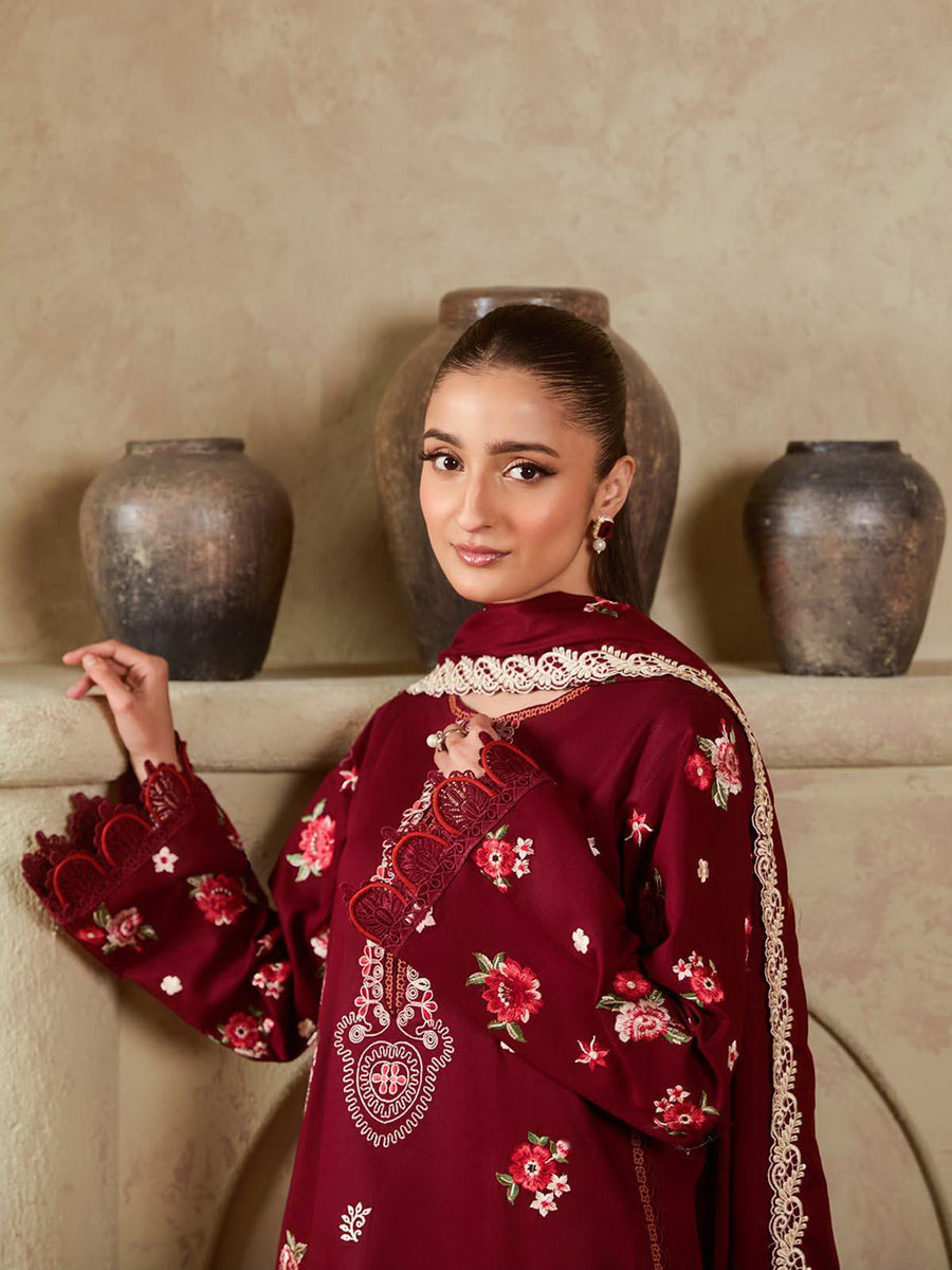 Raha by RajBari Premium Summer Embroidered Lawn Unstitched 3Pc Suit D-06