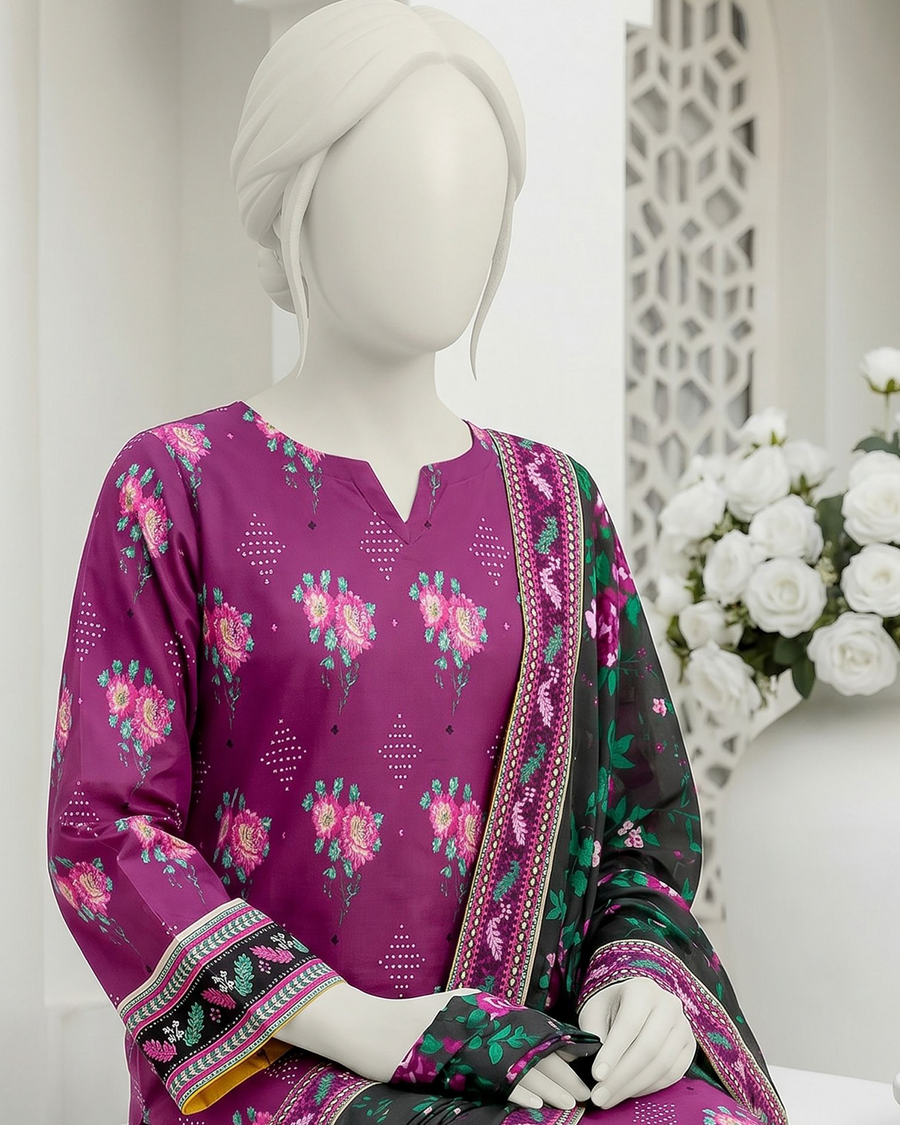 Ittehad Essential Vol-03 Unstitched Printed Lawn 3Pc Suit D-06