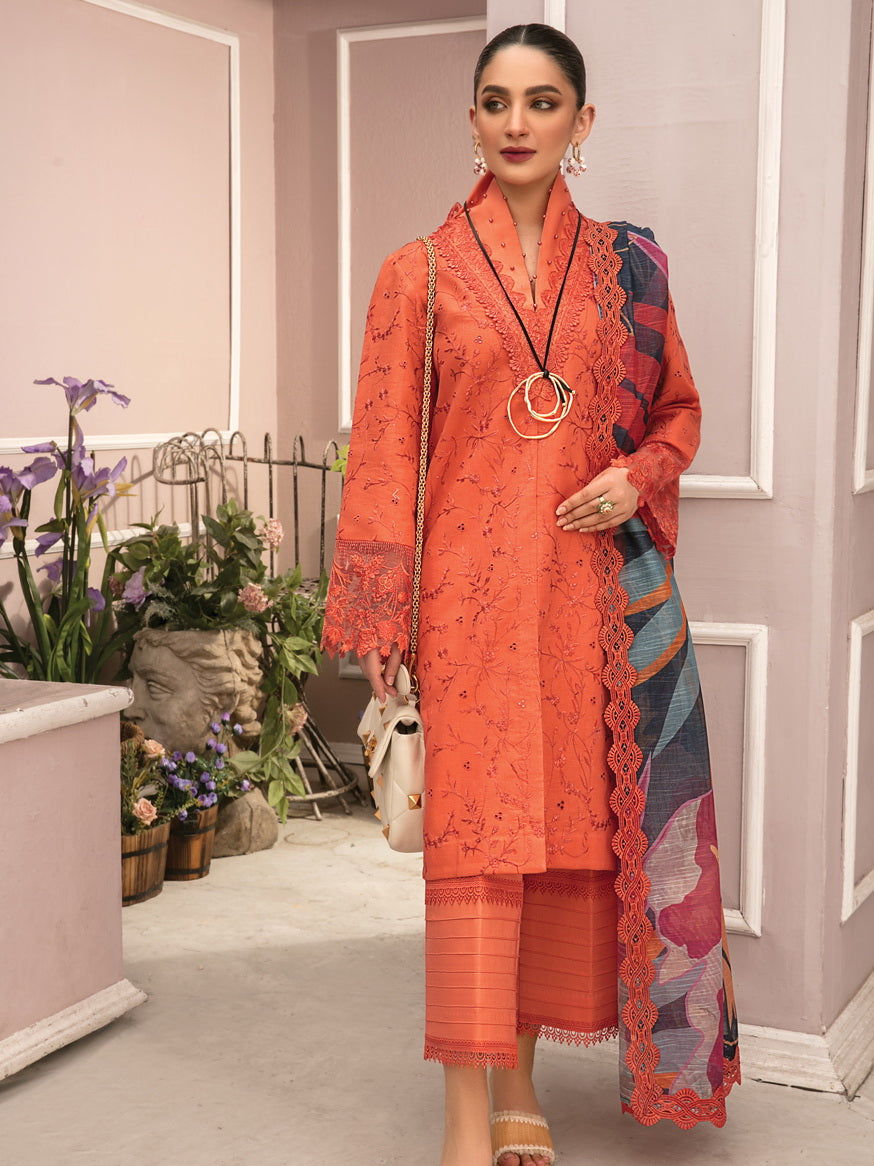 Rang Rasiya Florence Embroidered Lawn Unstitched 3Pc Suit D-06 GIA