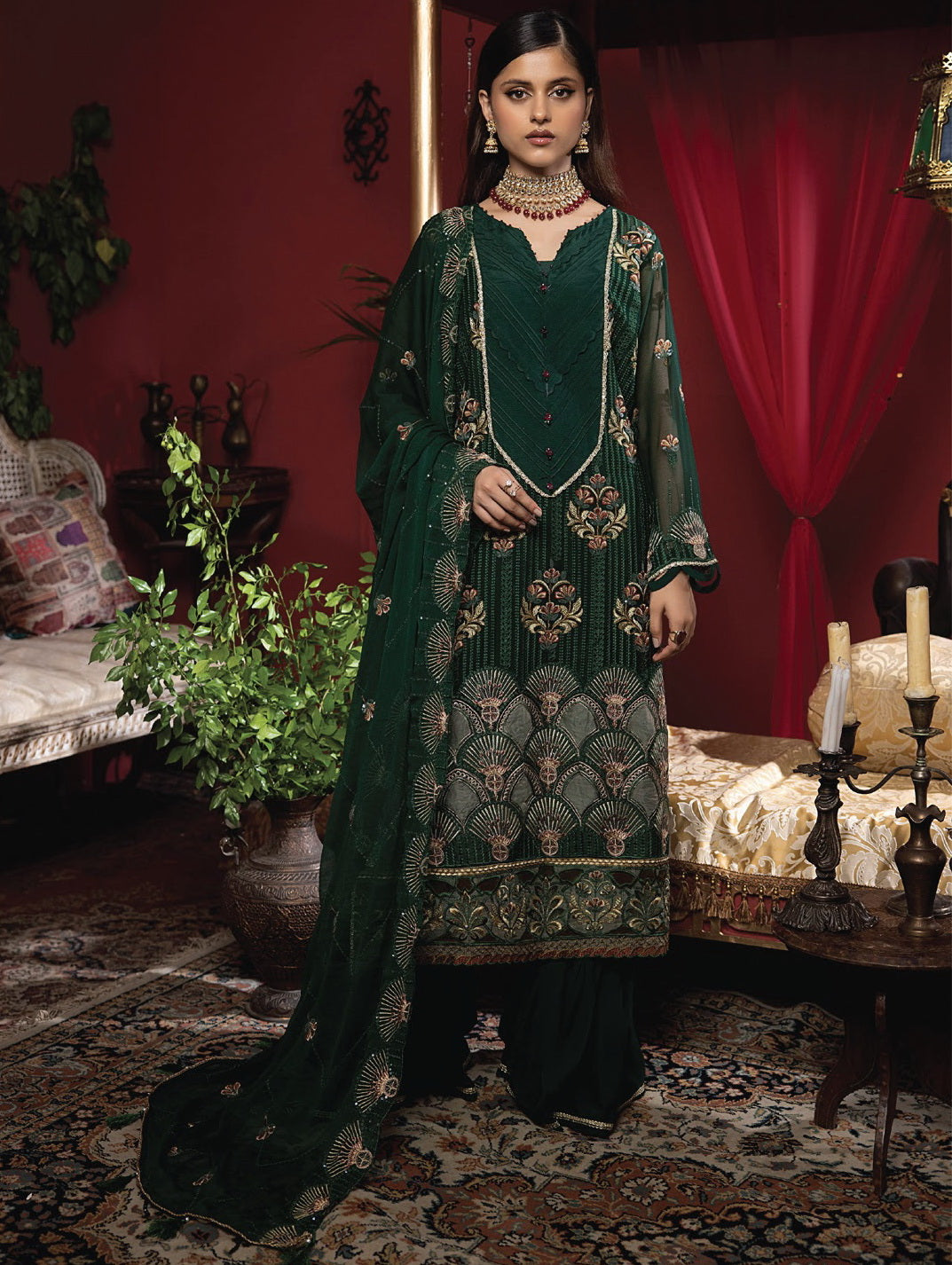 Humdum Collection Heer by Humdum Embroidered Chiffon Unstitched 3PC Suit HR-06