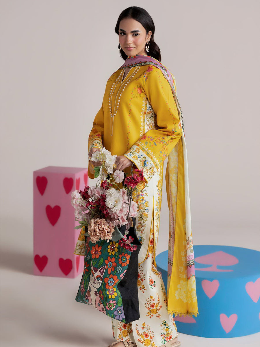 RajBari Amal Summer Prints Exclusive 3Pc Unstitched Lawn Suit D-06