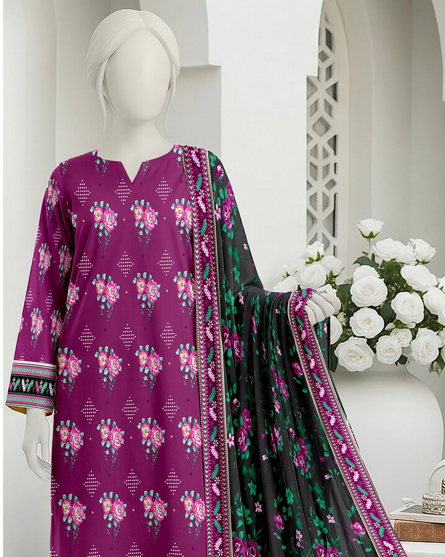 Ittehad Essential Vol-03 Unstitched Printed Lawn 3Pc Suit D-06
