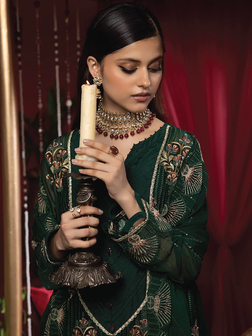 Heer by Humdum Embroidered Chiffon Unstitched 3PC Suit HR-06