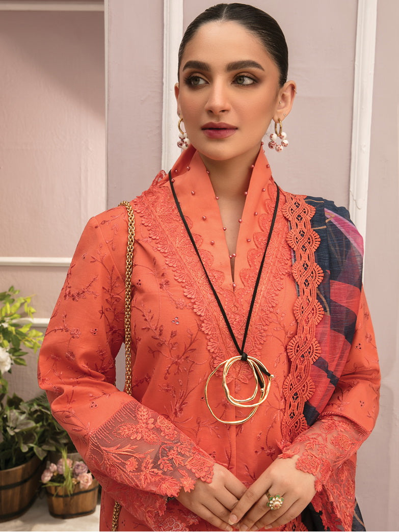 Rang Rasiya Florence Embroidered Lawn Unstitched 3Pc Suit D-06 GIA