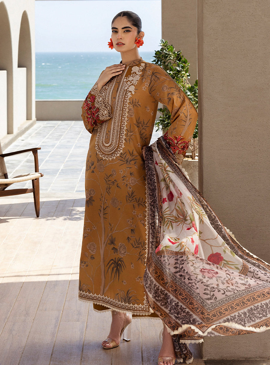 Zainab Chottani Tahra Embroidered Lawn Unstitched 3Pc Suit D-06 RAHMA