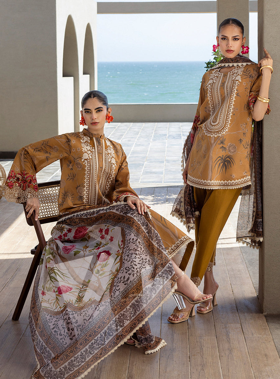 Zainab Chottani Tahra Embroidered Lawn Unstitched 3Pc Suit D-06 RAHMA