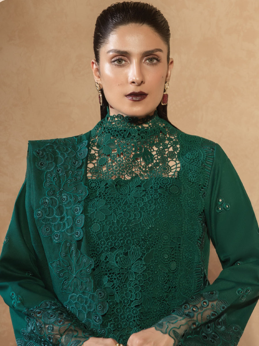 Rang Rasiya Premium Embroidered Lawn Unstitched 3Pc Suit D-06 EMERALD