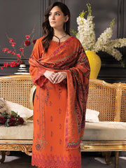 Rang Rasiya Carnation Embroidered Khaddar Unstitched 3Pc Suit D-06