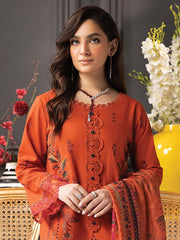 Rang Rasiya Carnation Embroidered Khaddar Unstitched 3Pc Suit D-06