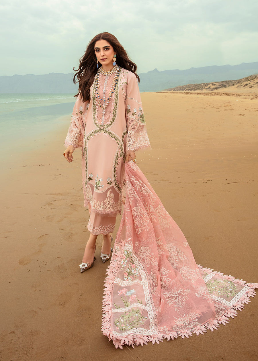 Saira Shakira Embroidered Lawn Unstitched 3Pc Suit D-06B Winds of Eden - Rose