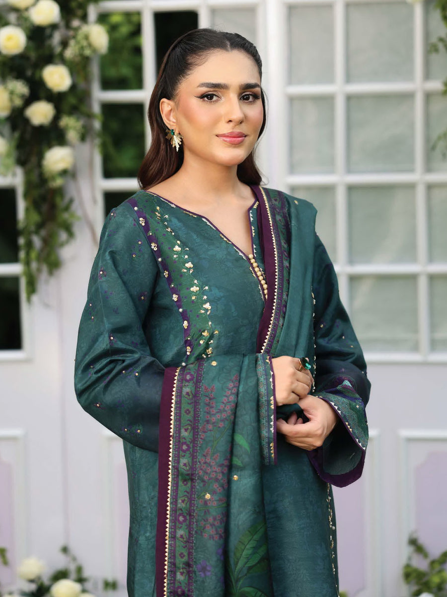 Rang Rasiya Luxury Silk Unstitched Embroidered 3Pc Suit D-09 Behnaz