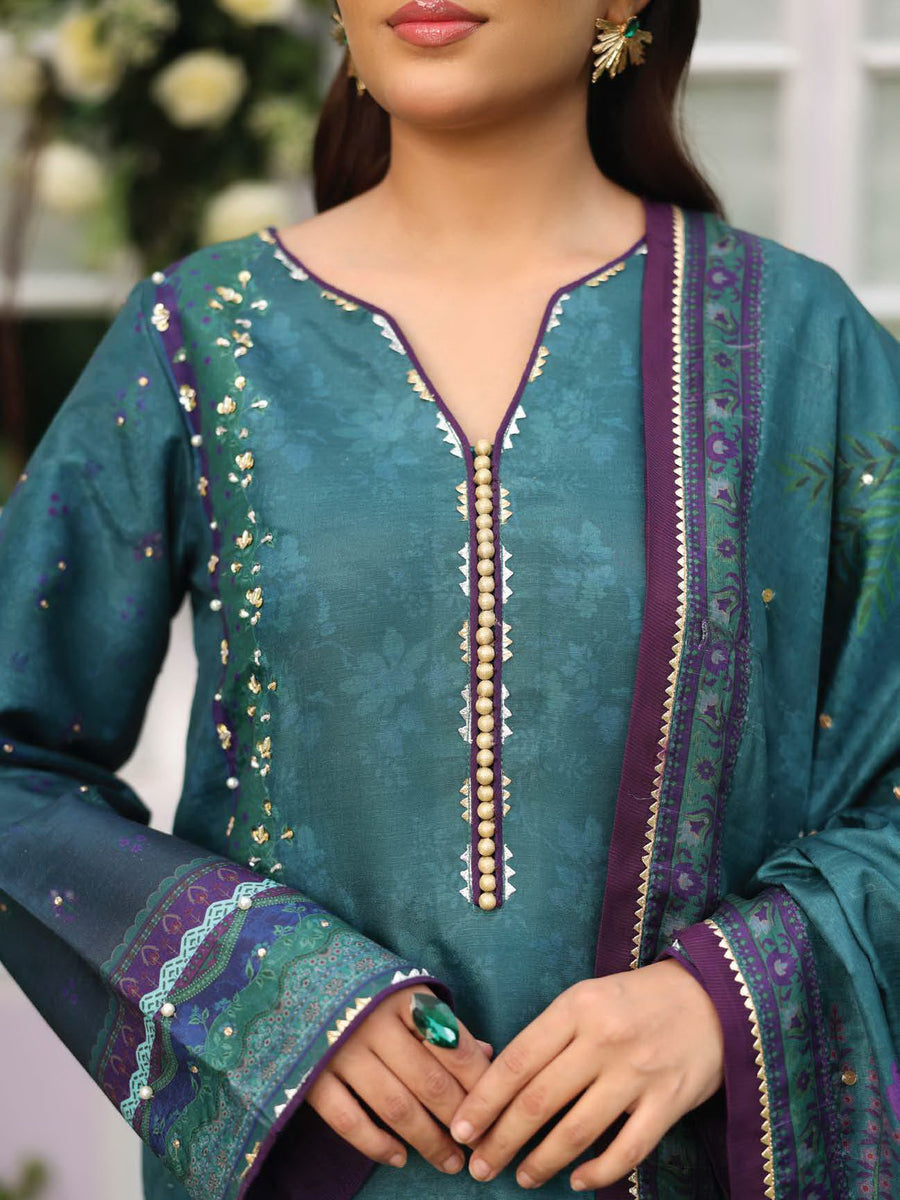 Rang Rasiya Luxury Silk Unstitched Embroidered 3Pc Suit D-09 Behnaz