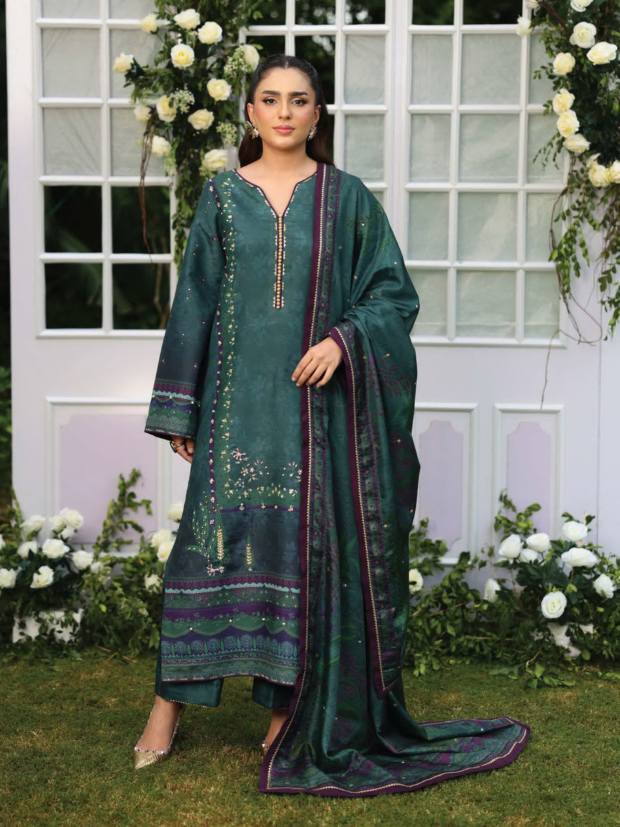 Rang Rasiya Luxury Silk Unstitched Embroidered 3Pc Suit D-09 Behnaz