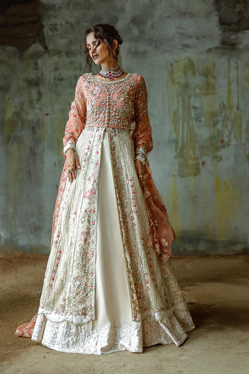 Mushq Stardust Embroidered Net Unstitched 3Pc Suit D-01 Galaxy Gown
